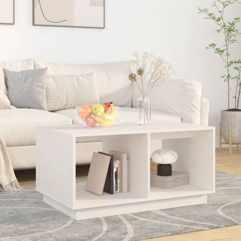 Table basse, Table de Salon, Table d'appoint Blanc 80x50x40 cm Bois massif de pin XZZ34556865 (1/5)
