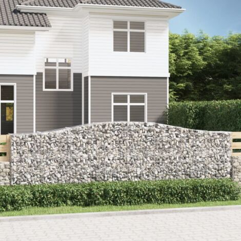 3 pcs Paniers à gabions Clôture de jardin Mur en Gabion Cage à Pierres de Jardin décoratif arqués 400x50x120/140 cm Fer galvanisé DBEB4712966 (1/5)