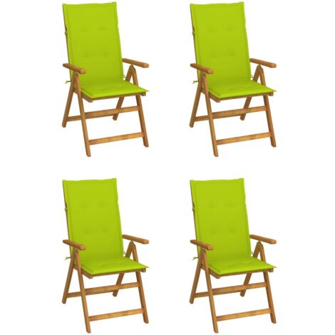 Lot de 4 Chaises inclinables de jardin Siège de Terrasse Fauteuil de jardin avec coussins Bois d'acacia DHNET4812921 (1/5)