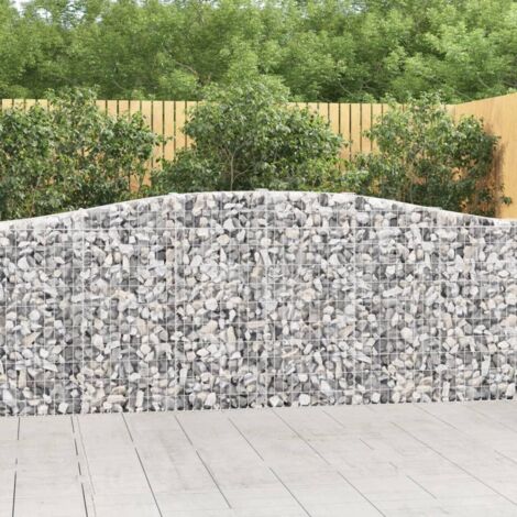 9 pcs Paniers à gabions Clôture de jardin Mur en Gabion Cage à Pierres de Jardin décoratif arqués 400x30x100/120 cm Fer galvanisé DBEB2237099 (1/5)