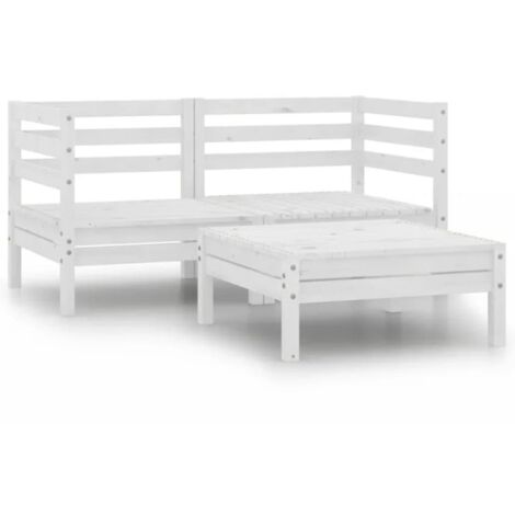 3 pcs Salon de jardin Salon d'extérieur Ensemble Meuble de Jardin Mobilier d'Extérieur Bois de pin massif Blanc XFNRX366972 (1/5)