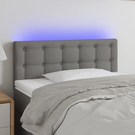 Tête de lit avec lumière LED,Panneau de lit,Décoration murale Gris foncé 90x5x78/88 cm Tissu XJDT410773 (1/5)