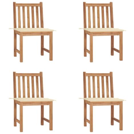 Lot de 4 Chaises de jardin Siège de Terrasse Fauteuil de jardin avec coussins Bois de teck massif DHNET2361989 (1/5)