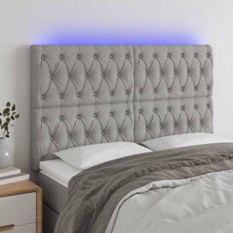 Tête de lit à LED，Panneau de lit，Pour Lit adulte，Décoration murale Gris clair 160x7x118/128 cm Tissu XZZ664983 (1/5)