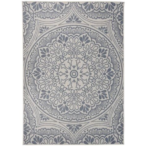 Tapis à tissage plat d'extérieur, Tapis de jardin, Balcon 140x200 cm Motif bleu FYH70459 (1/5)