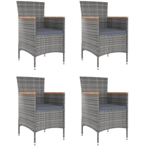 4 pcs Chaises de salle à manger de jardin  Chaises à dîner de jardin  Fauteuil de jardin Résine tressée Gris DHNET5815295 (1/5)