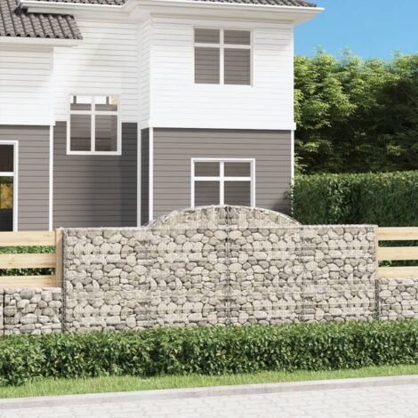 5 pcs Paniers à gabions Clôture de jardin Mur en Gabion Cage à Pierres de Jardin décoratif arqués 300x30x120/140 cm fer galvanisé DBEB8168438 (1/5)
