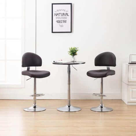 Lot de 2 Tabourets de bar,Chaises hautes de bar luxueuses marron similicuir -79394 (1/5)