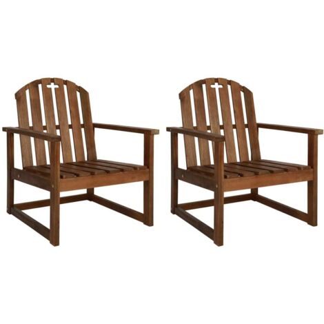 Lot de 2 Chaises de jardin Siège de Terrasse Fauteuil de jardin Bois d'acacia solide DHNET6181047