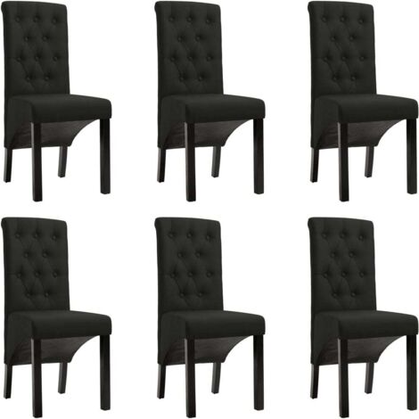 Lot de 6 Chaises à manger - Chaises de salle à manger - Chaise de Bureau, Salon et de Cuisine noir tissu BSRHS719939 (1/5)