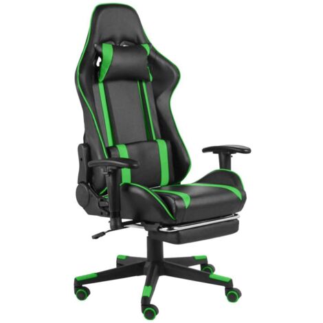Chaise gaming - Chaise de jeu pivotante avec repose-pied - Fauteuil Gaming - Chaise de Bureau d'ordinateur Vert PVC BSRHS695273 (1/5)