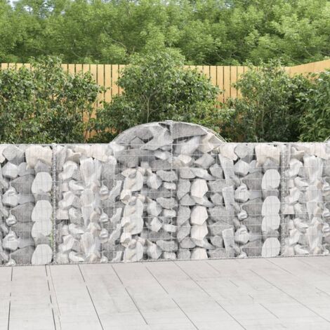 8 pcs Paniers à gabions Clôture de jardin Mur en Gabion Cage à Pierres de Jardin décoratif arqués 200x30x100/120 cm Fer galvanisé DBEB4707554 (1/5)