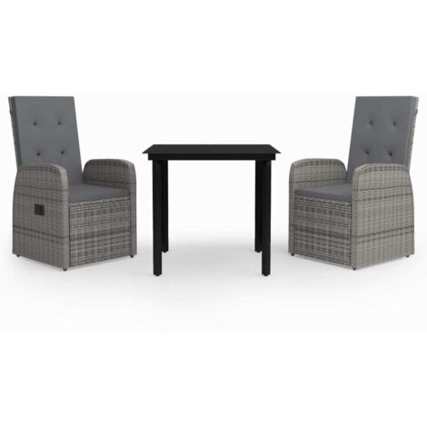 3 pcs Ensemble de salle à manger de jardin  Salon de jardin  Mobilier de salle à manger avec coussins Gris RJTRX239075 (1/5)