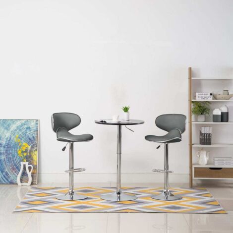Lot de 2 Tabourets de bar  Tabouret Haut  Chaise de Bar  Siège de Cuisine gris similicuir HBTD353204 (1/5)