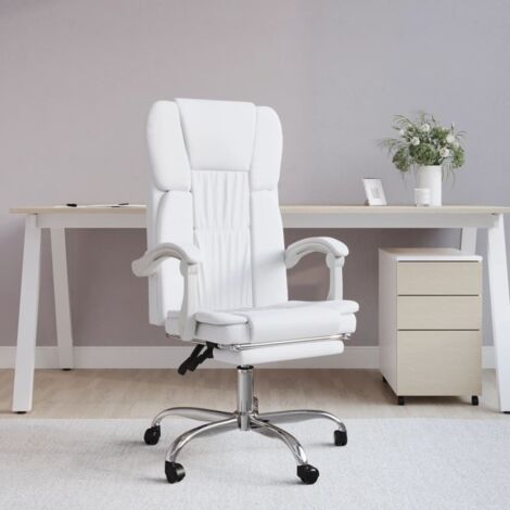 Chaise de Bureau Ergonomique,Fauteuil inclinable de bureau, Chaise Gaming Blanc Similicuir FNNF667074 (1/5)