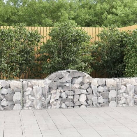 9 pcs Paniers à gabions Clôture de jardin Mur en Gabion Cage à Pierres de Jardin décoratif arqués 200x30x60/80 cm Fer galvanisé DBEB8575374 (1/5)