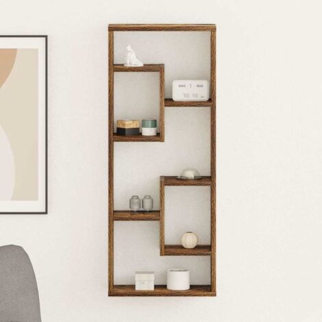 Étagère murale  Étagère suspendue  Etagères Flottantes Chêne fumé 36x16x90 cm Bois d'ingénierie BRZH953050 (1/5)