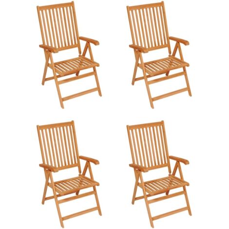 4 pcs Chaises de jardin, Chaises de terrasse, Fauteuils de Relaxationn avec coussins vert Bois de teck BGT31979 (1/5)