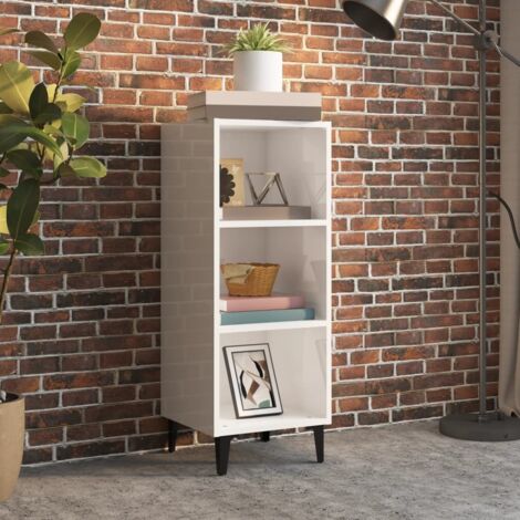 Buffet，Bahut， Meuble de Rangement pour Salon, Bureau Blanc brillant 34,5x32,5x90 cm Bois d'ingénierie, Armoire de Rangement FBV24365 (1/5)