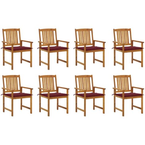 8 pcs Chaises de jardin avec coussins Siège de Terrasse Fauteuil de jardin Bois d'acacia solide DHNET4104782 (1/5)