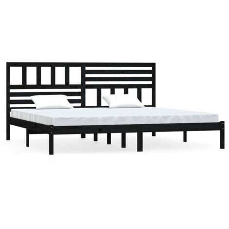 Lit Adulte magnifique - Cadre de lit pour Chambre,Matériau durable Noir Bois de pin massif 200x200 cm -55403 (1/5)
