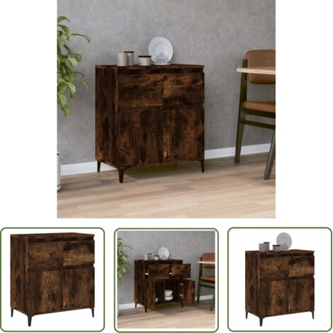 Furniture Limited - Buffet Chêne fumé 60x35x70 cm Bois d'ingénier (1/5)