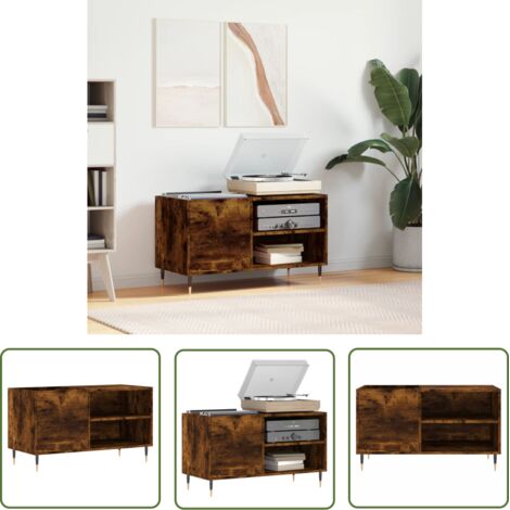 Furniture Limited - Armoire à disques chêne fumé 85x38x48 cm bois (1/5)