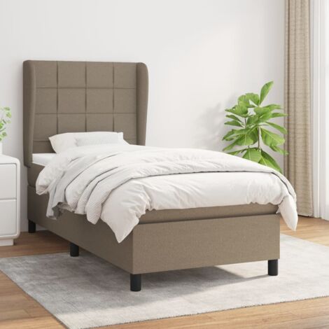 Lit adulte Durable,Lit à sommier Tapissier + Matelas Taupe 90x200 cm Tissu -31896 (1/5)