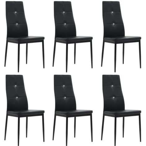 Lot de 6 Chaises de salle à manger - Chaises à manger - Chaise de Bureau, Salon et de Cuisine noir similicuir BSRHS582345 (1/5)