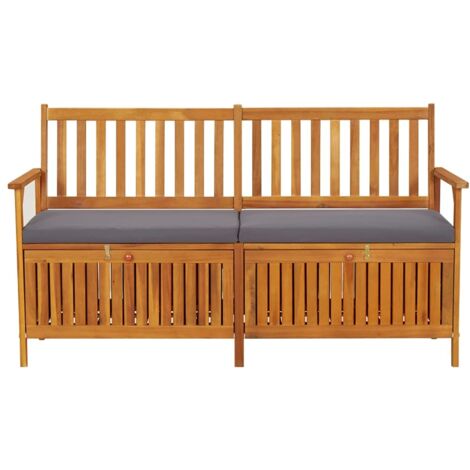 Banc de rangement de jardin, Coffre de rangement, Banquette avec compartiment de rangement 148 cm Bois d'acacia solide NKK36793 (1/5)