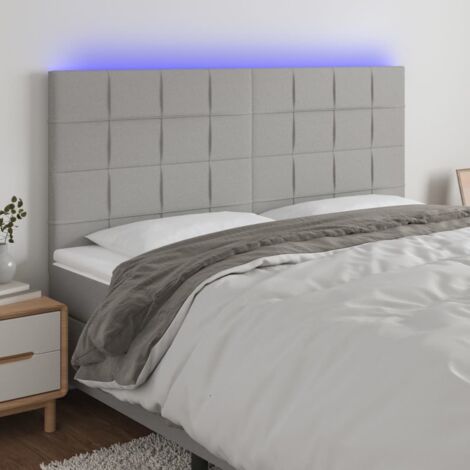 Tête de lit à LED  Panneau de lit pour Lit adult  Décoration murale Gris clair 160x5x118/128 cm Tissu RJYKXR705690 (1/5)