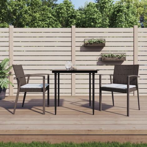 Lot de 2 Chaises de jardin Siège de Terrasse Fauteuil de jardin coussins marron 56,5x57x83 cm rotin DHNET1762809 (1/5)