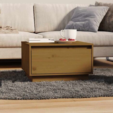 Table basse, Table de Salon, Table d'appoint, Design Moderne Marron miel 55x56x32 cm Bois massif de pin XZZ96000804 (1/5)
