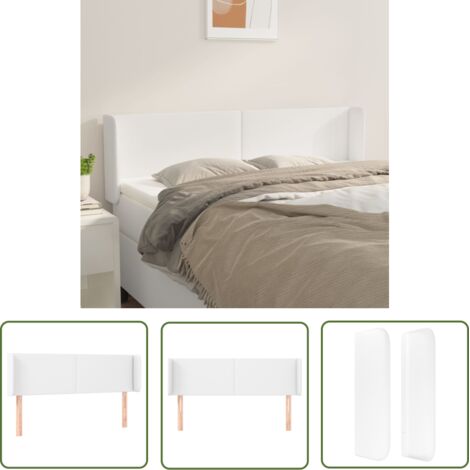 The Living Store Tête de lit avec oreilles Blanc 147x16x78/88 cm Similicuir - Tête De Lit - Tête De Lit Blanche - Tête De Lit Moderne - Tête De Lit Rembourrée - Tête De Lit Design (1/5)