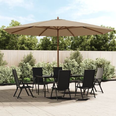 Parasol de jardin avec mât - Parasol de balcon Extérieur - Protection Solaire pour Jardin Patio Piscine - en bois taupe 400x273 cm HNDX173044 (1/5)
