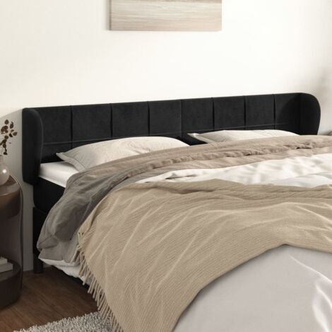 Tête de lit avec oreilles  Panneau de lit pour Lit adult  Décoration murale Noir 183x23x78/88 cm Velours RJYKXR151626 (1/5)