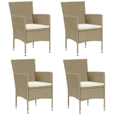 Chaises de salle à manger de jardin 4 pcs Résine tressée Beige,53 x 58 x 84 cm (1/5)