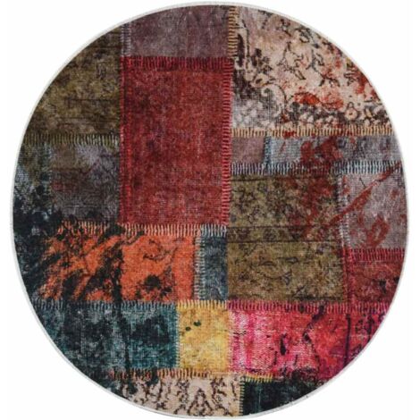 Tapis lavable antidérapant,Tapis de Salon,Cuisine,Bureau,Tapis de porte Patchwork φ120 cm Multicolore DVNEI407944 (1/5)
