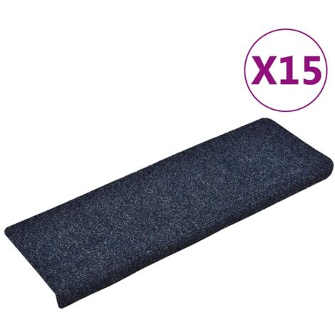 Tapis d'escalier 15 pcs，Marchettes d'escalier，Protections d'escalier Tissu aiguilleté 65x21x4 cm Bleu DVNEI878356 (1/5)