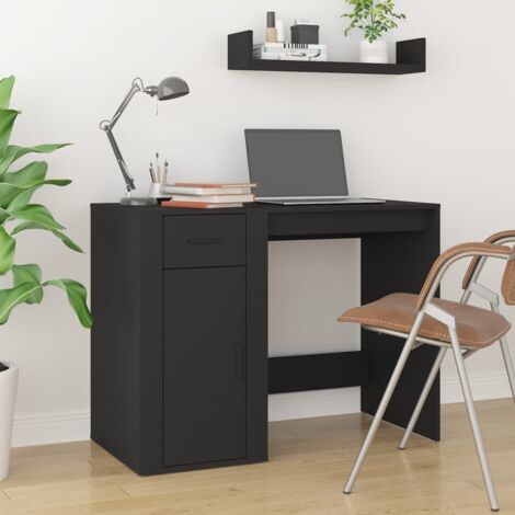 Bureau Table de travail Bureau d'ordinateur Noir 100x49x75 cm Bois d'ingénierie BZRNR370610 (1/5)