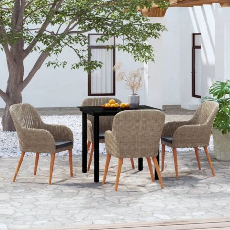 5 pcs Mobilier de salle à manger de jardin  Ensemble table et chaise de jardin  Mobilier à dîner et coussins Marron RTITTK42473 (1/5)