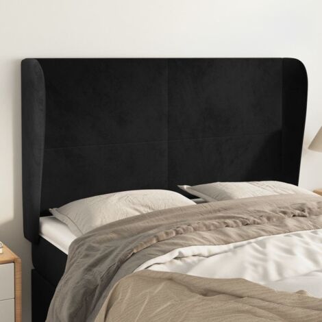 Tête de lit avec oreilles,Panneau de lit,Pour Lit adulte,Décoration murale Noir 147x23x118/128 cm Velours XZZ721674 (1/5)