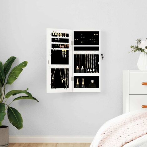 Armoire à bijoux avec miroir murale Cabinet/Boîte à bijoux Armoire de rangement blanc 30x8,5x67 cm XZZZ297539 (1/5)