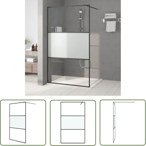 Furniture Limited - Paroi de douche Noir 115x195 cm Verre ESG (1/5)