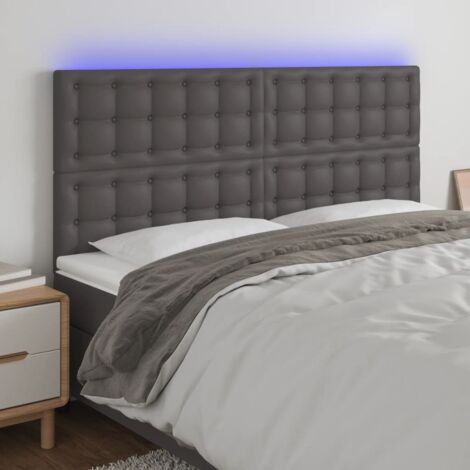 Tête de lit à LED,Panneau de lit,Pour Lit adulte,Décoration murale Gris 180x5x118/128 cm Similicuir XZZ383445 (1/5)