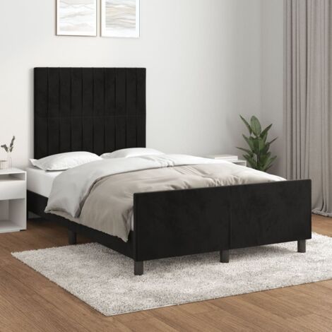 Lit adulte avec tête de lit, Lit double Cadre de lit Noir 120x200 cm Velours MEMV981777 (1/5)