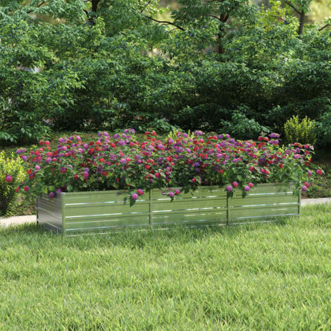 Lit surélevé de jardin，Jardinière，Pot de Fleurs 240x80x45 cm Acier galvanisé Argenté XZZZ473207 (1/5)