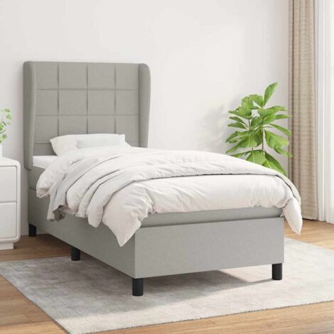 Lit simple Lit à sommier tapissier avec matelas Lit Adulte Meuble de Chambre à Coucher Gris clair 80x200 cm Tissu XRKJY5982132 (1/5)