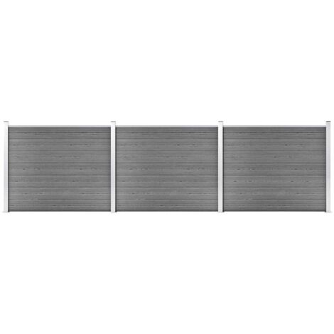 Ensemble de panneau de clôture,Barrière de jardin WPC 526x146 cm Gris GDSVW48613 (1/5)