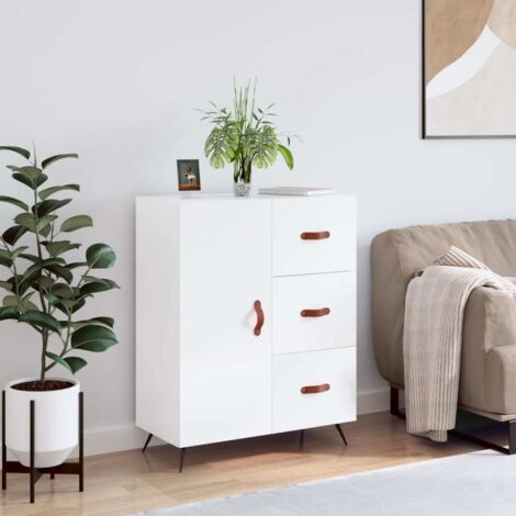 Buffet,Bahut,Meuble de Rangement pour Salon, Salle à Manger, Cuisine Blanc brillant 69,5x34x90 cm Bois d'ingénierie XZZ739022 (1/5)